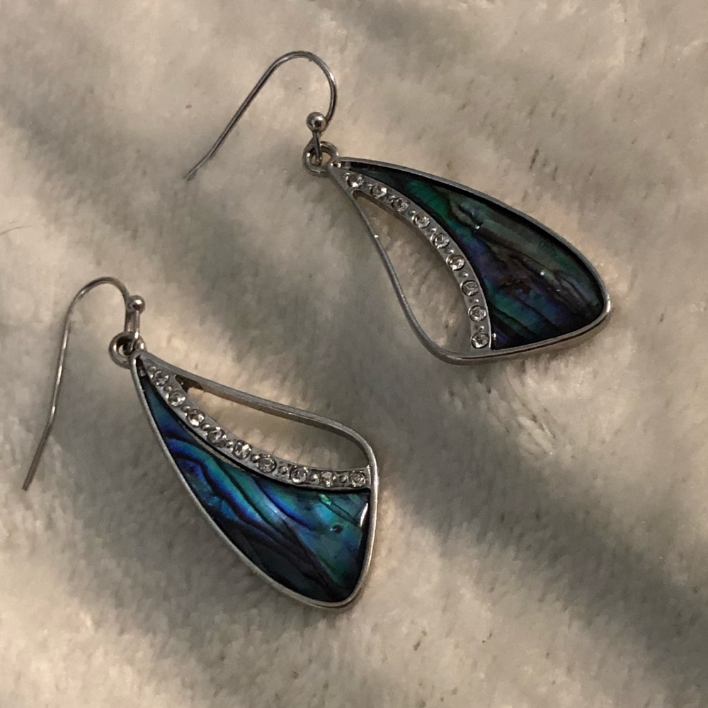 Silver tone and stone Earrings hanging